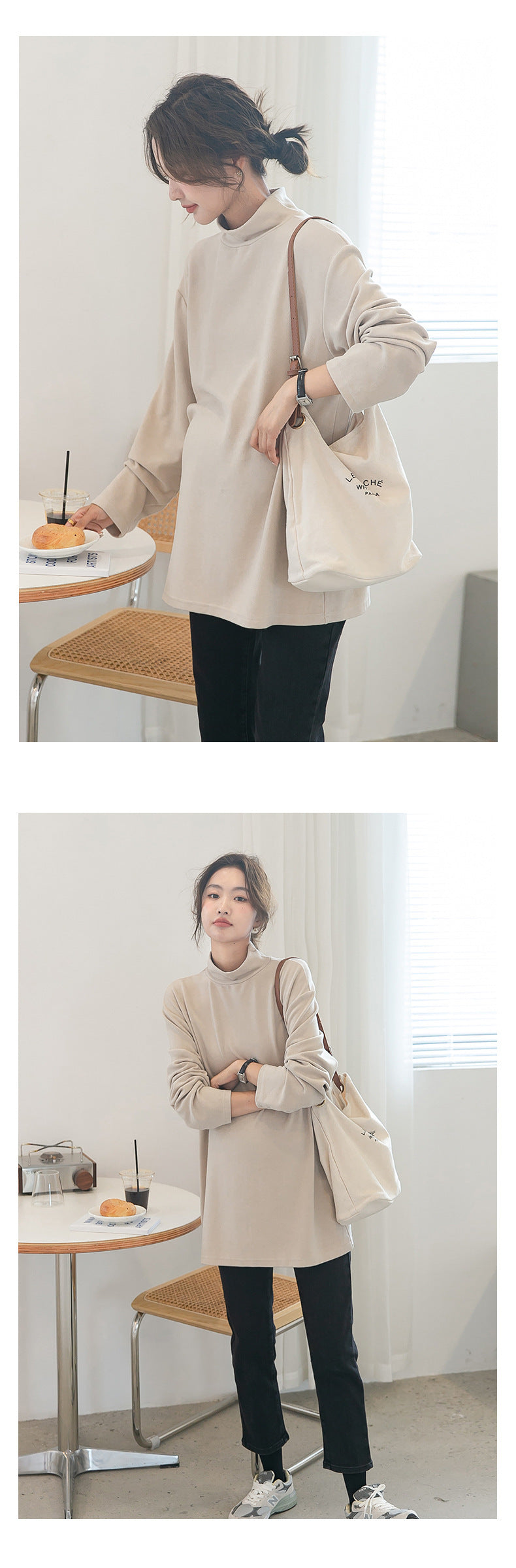 Plain Turtleneck Top