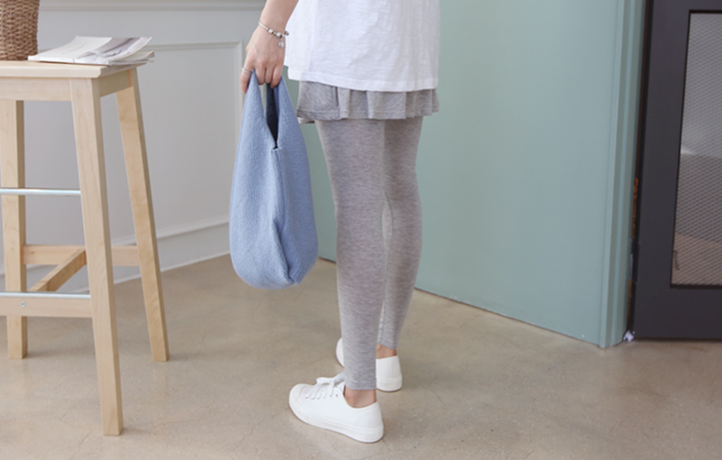 柔軟傘形假兩件短裙托腹Leggings