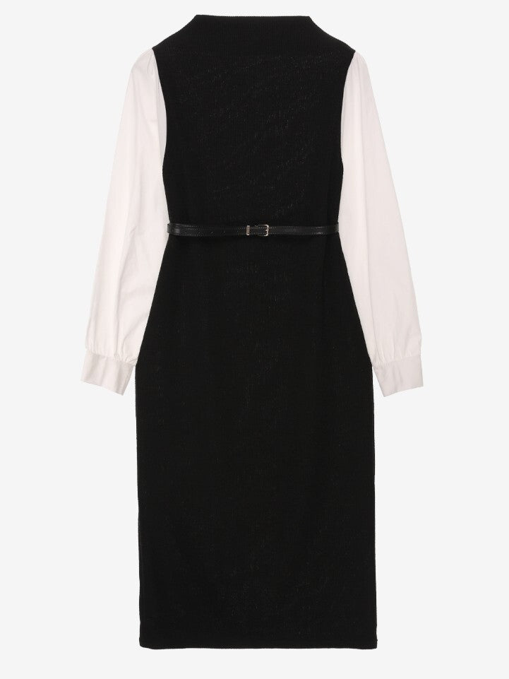 Ribbed Midi Dress with Belt