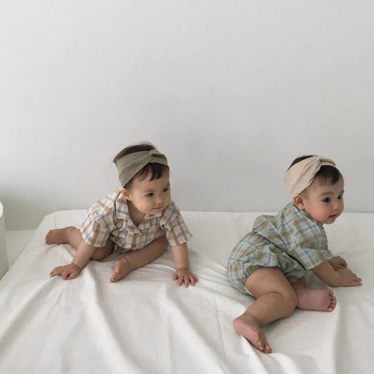 KRXO022 Checked Elastic Waistband Bodysuit (2 Colors)