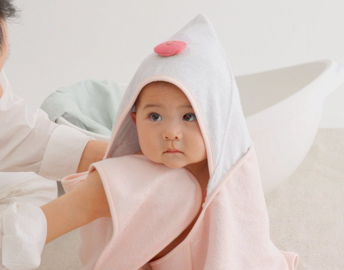 KRBA321 韓國 Bamboo Bebe 竹纖維嬰兒頭笠大浴巾 (2色)
