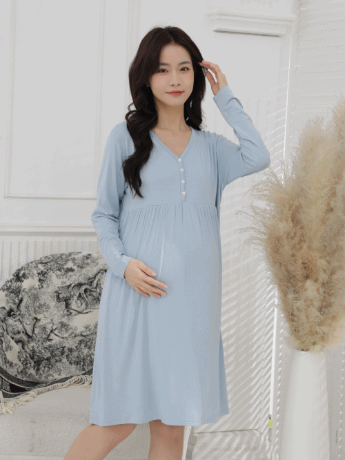 柔軟長䄂哺乳長裙