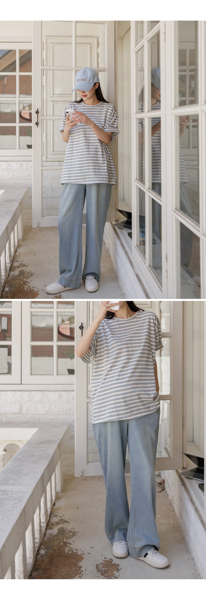 Lightweight Drawstring Wide-Leg Denim Pants