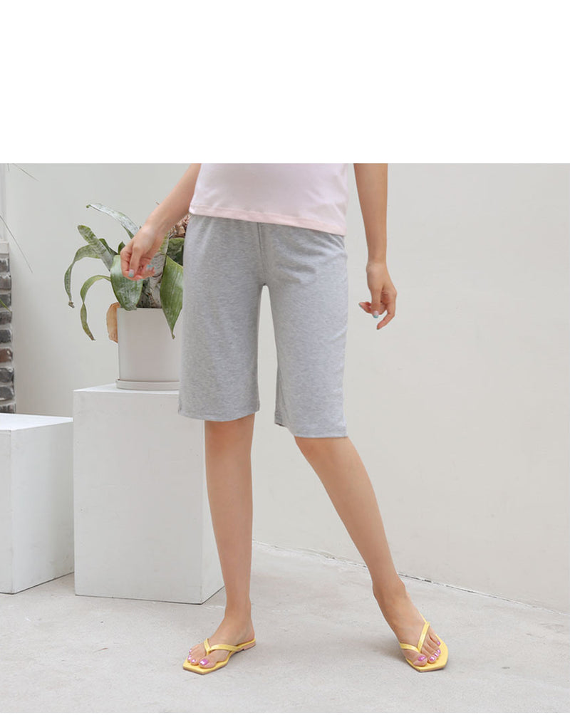 Simple 1/2 Length Over-knee Shorts with Yoga Waistband