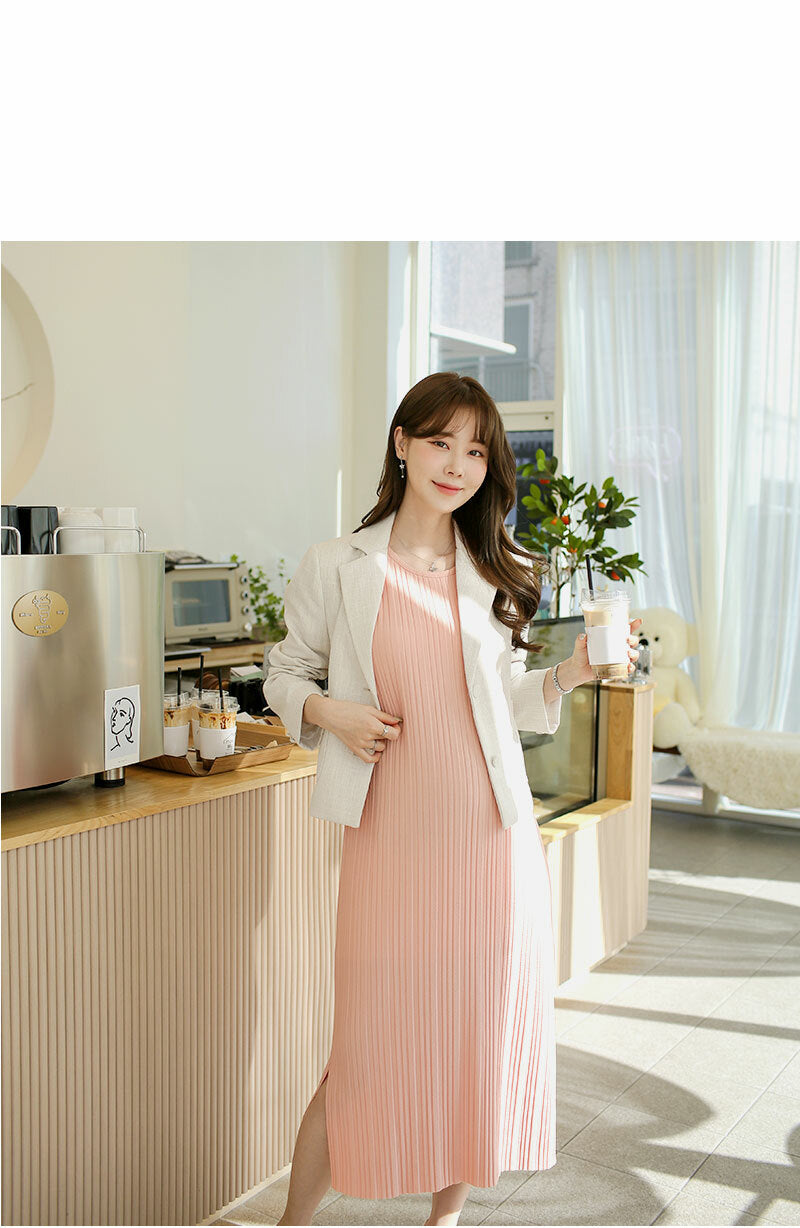 Simple Pleated Midi Dress