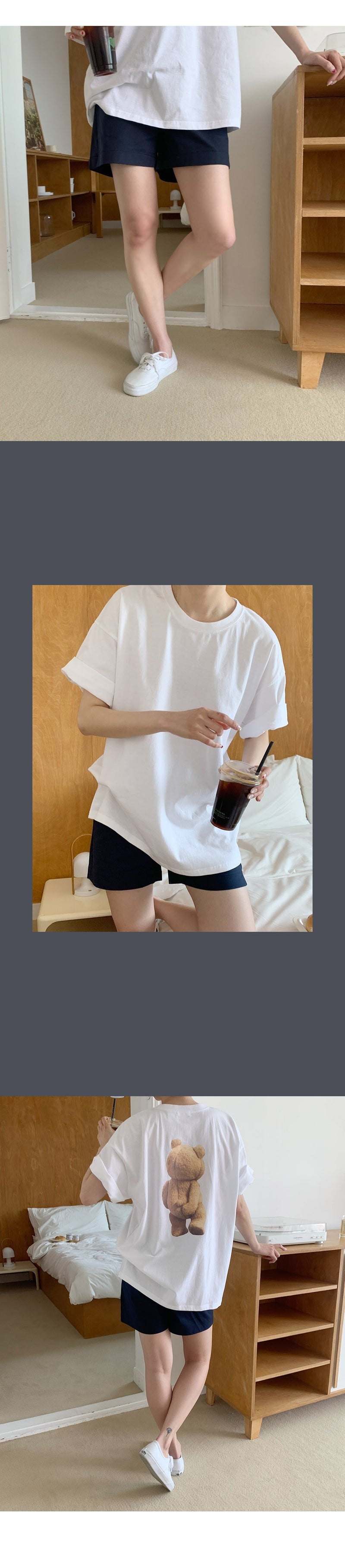 舒適直筒微開叉短褲