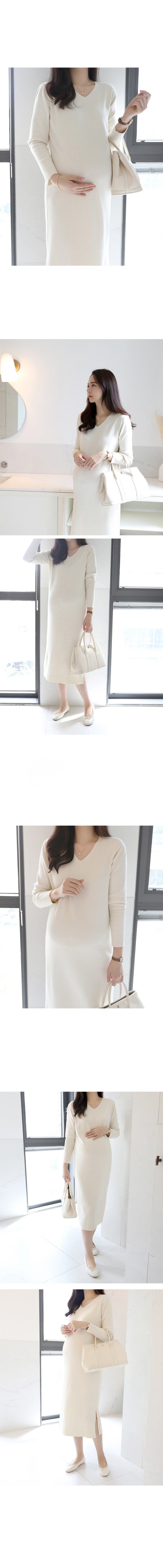 V Neck Knitted Dress