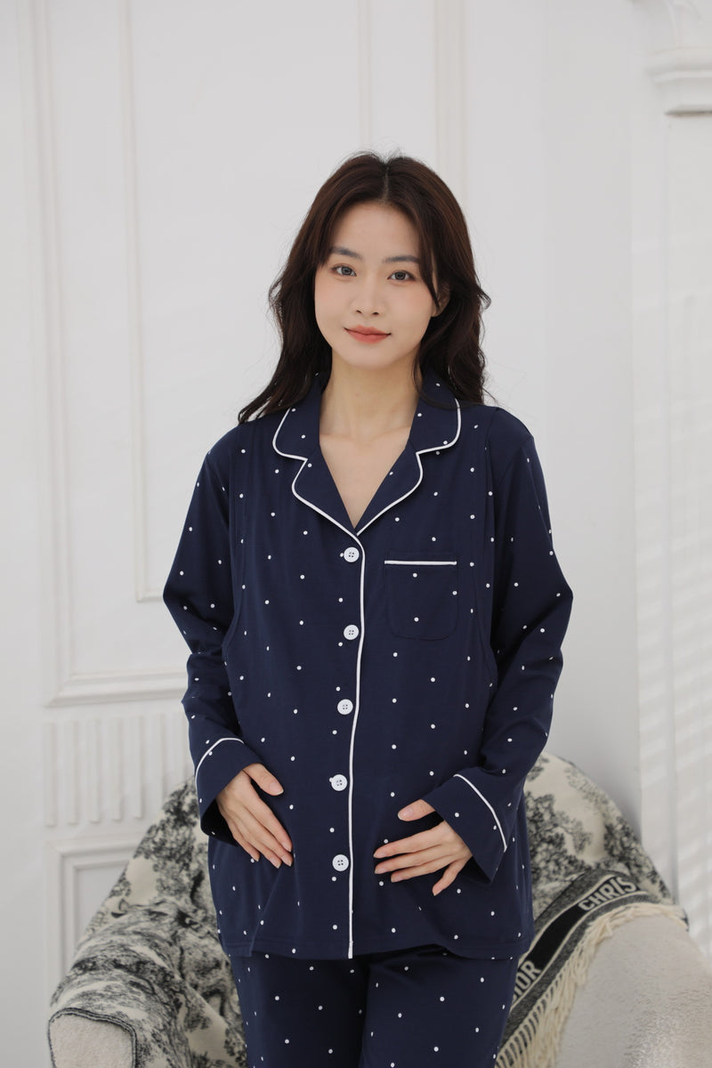 點點圖案可調腰圍長䄂哺乳套裝