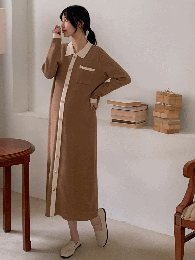 Elegant Color-Block Knit Dress