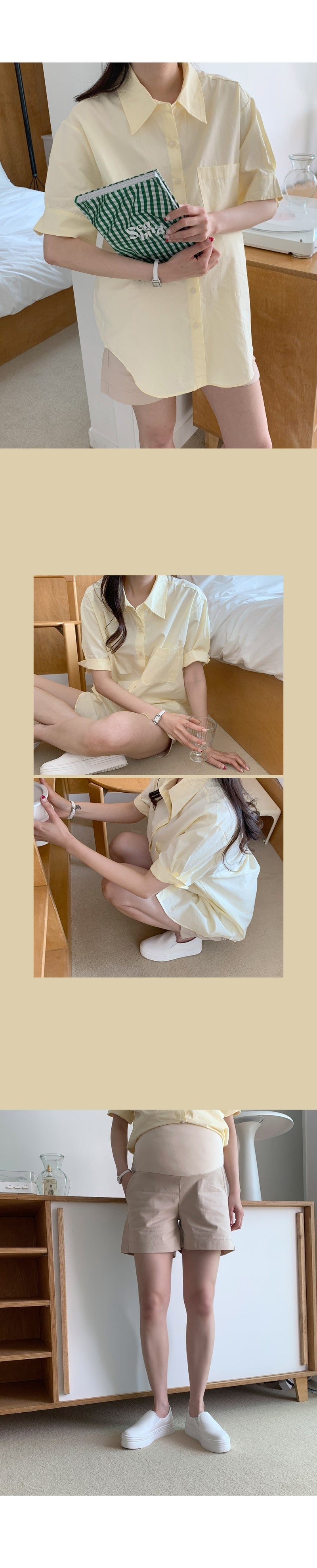 舒適直筒微開叉短褲