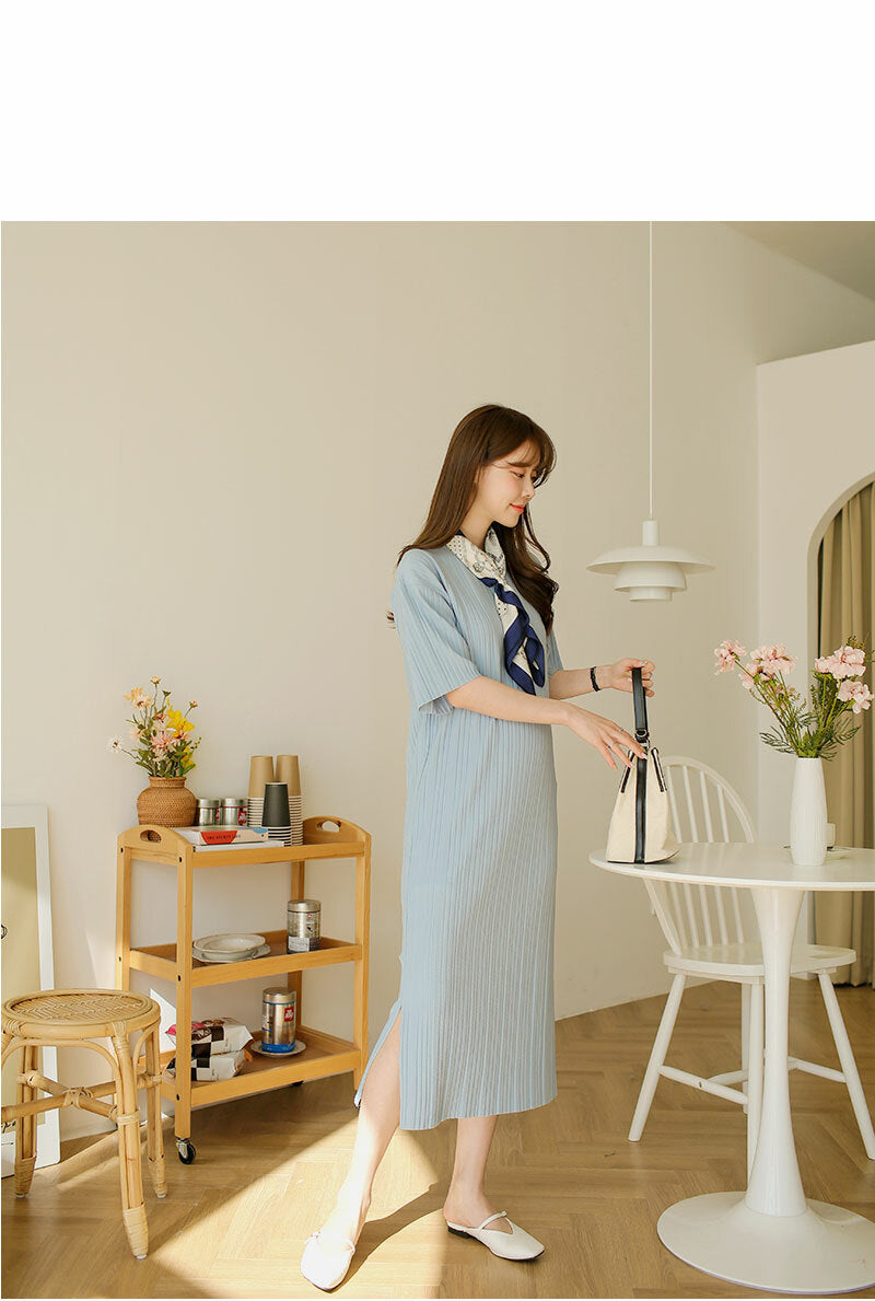 Simple Pleated Midi Dress