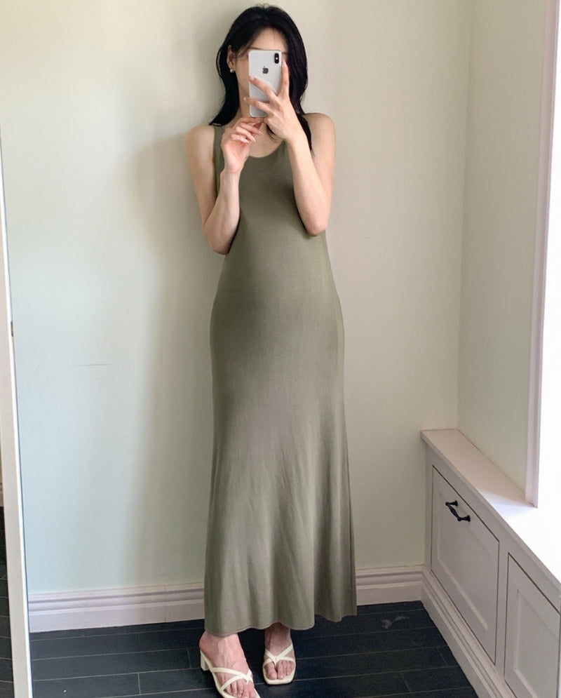Stretch Slim-Fit Maxi Tank Dress