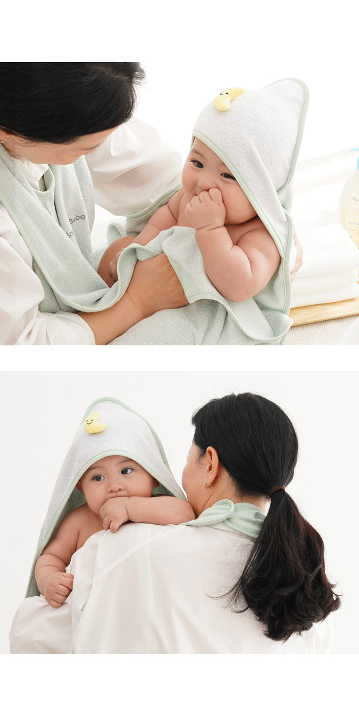 KRBA318 韓國 Bamboo Bebe 竹纖維圍裙頭笠大浴巾 (2色)