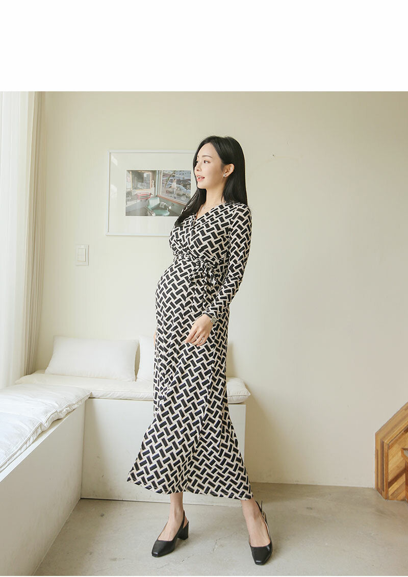 Woven Pattern Side Tie Dress