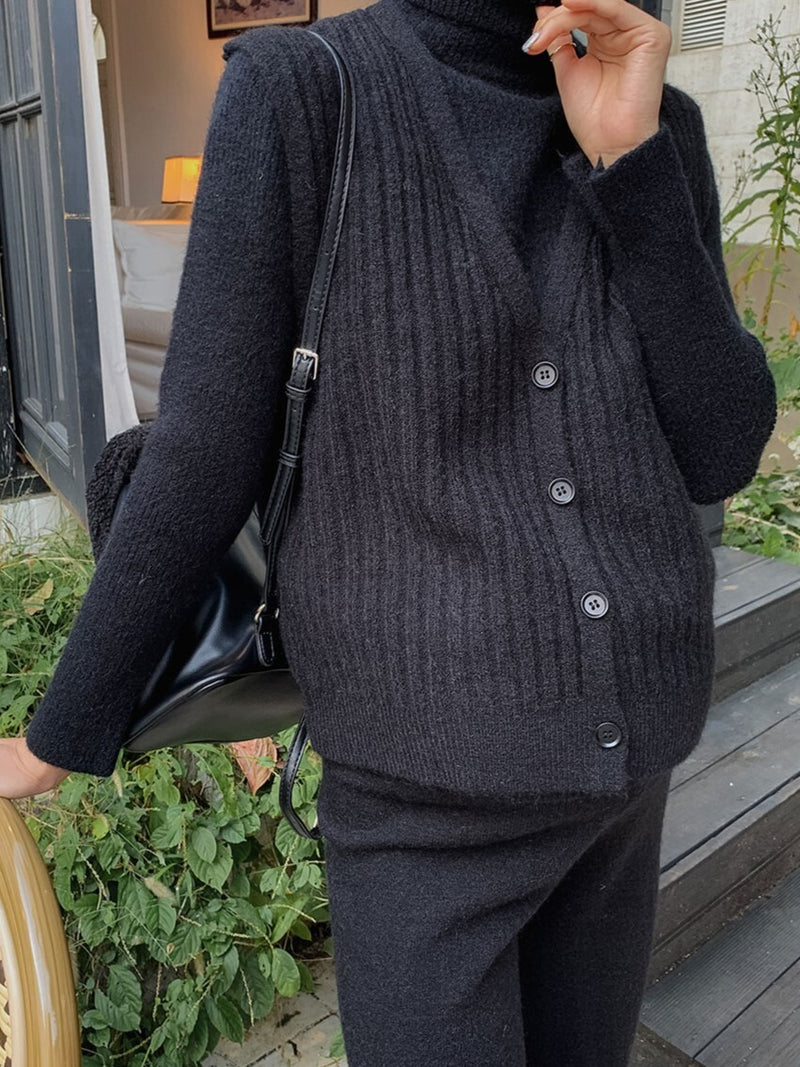 Wide Length Knit Vest & Pants Set