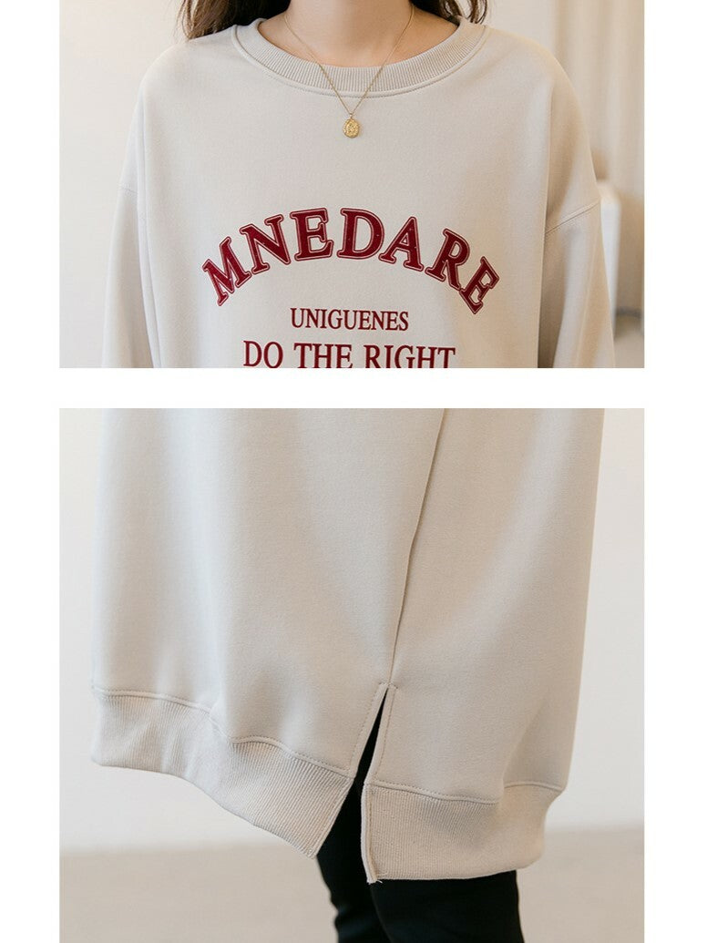 Brushed Graphic Print Long Sweatshirt