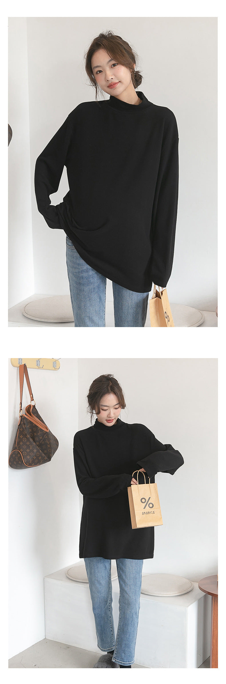 Plain Turtleneck Top