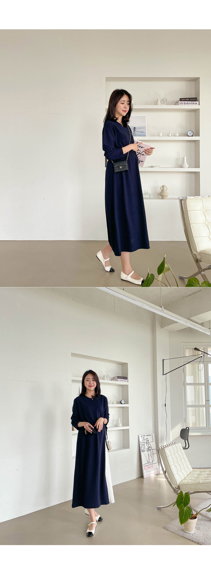 Two-Tone Drawstring Dress