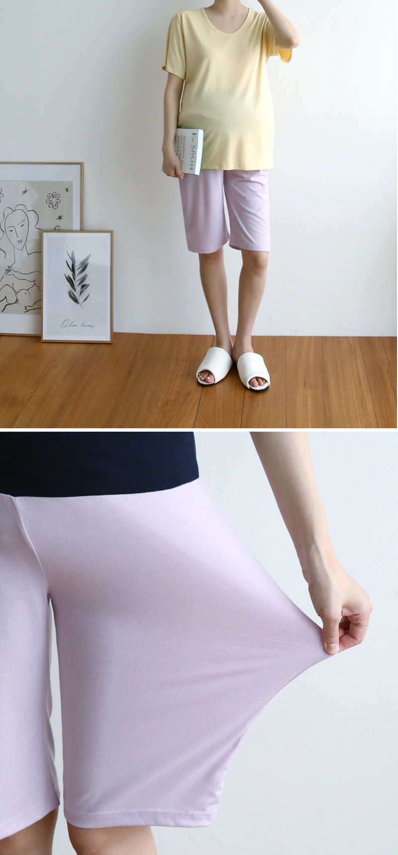 Simple 1/2 Length Over-knee Shorts with Yoga Waistband