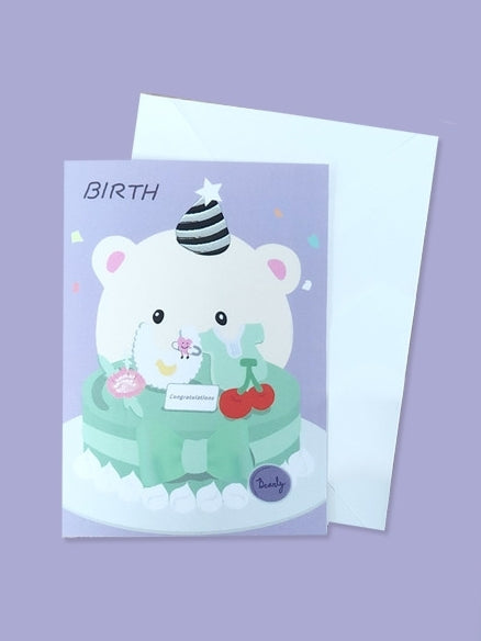 KRTN039 tntn mom's 可愛熊熊精美賀咭 (連信封) (粉紫)