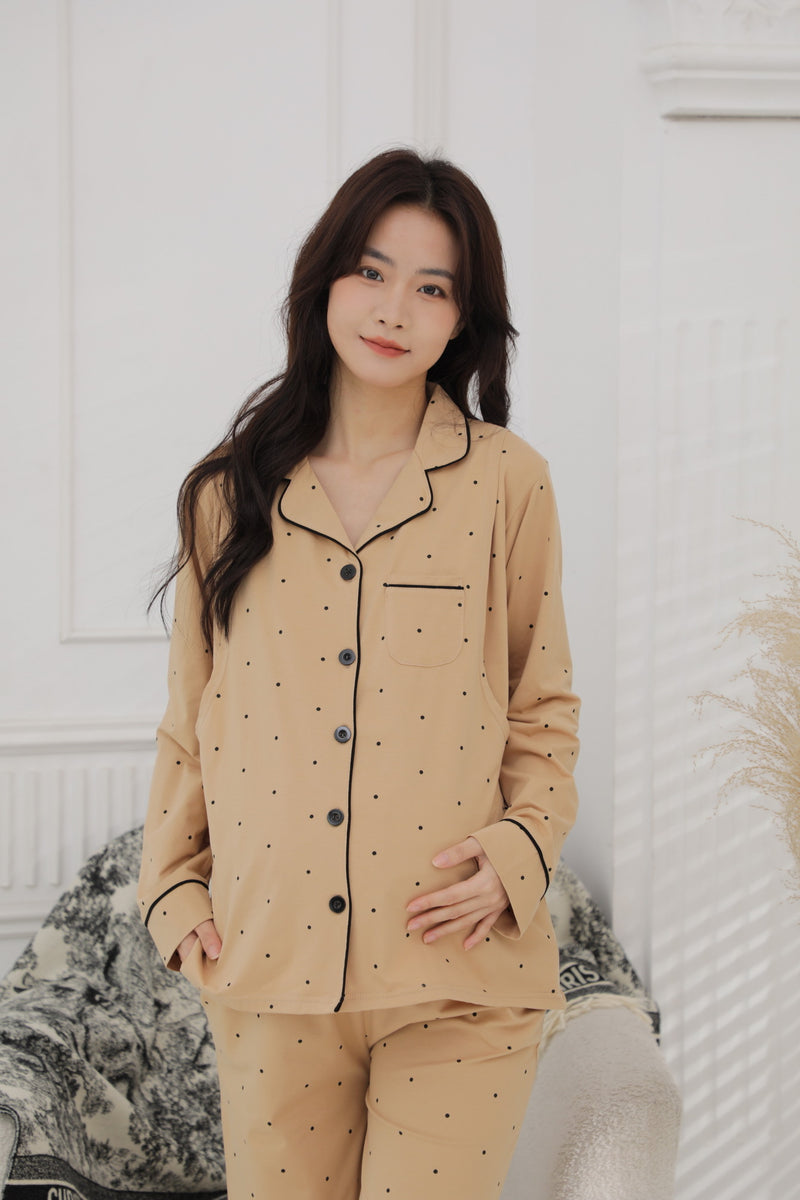 點點圖案可調腰圍長䄂哺乳套裝