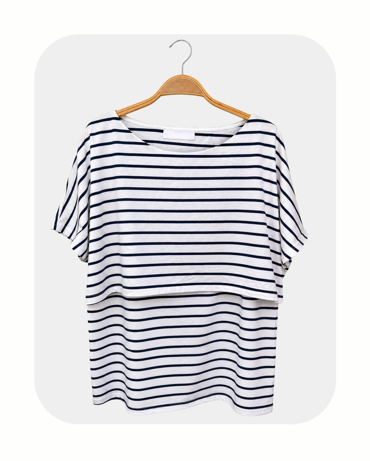 Basic Striped Short Sleeve Nursing Top