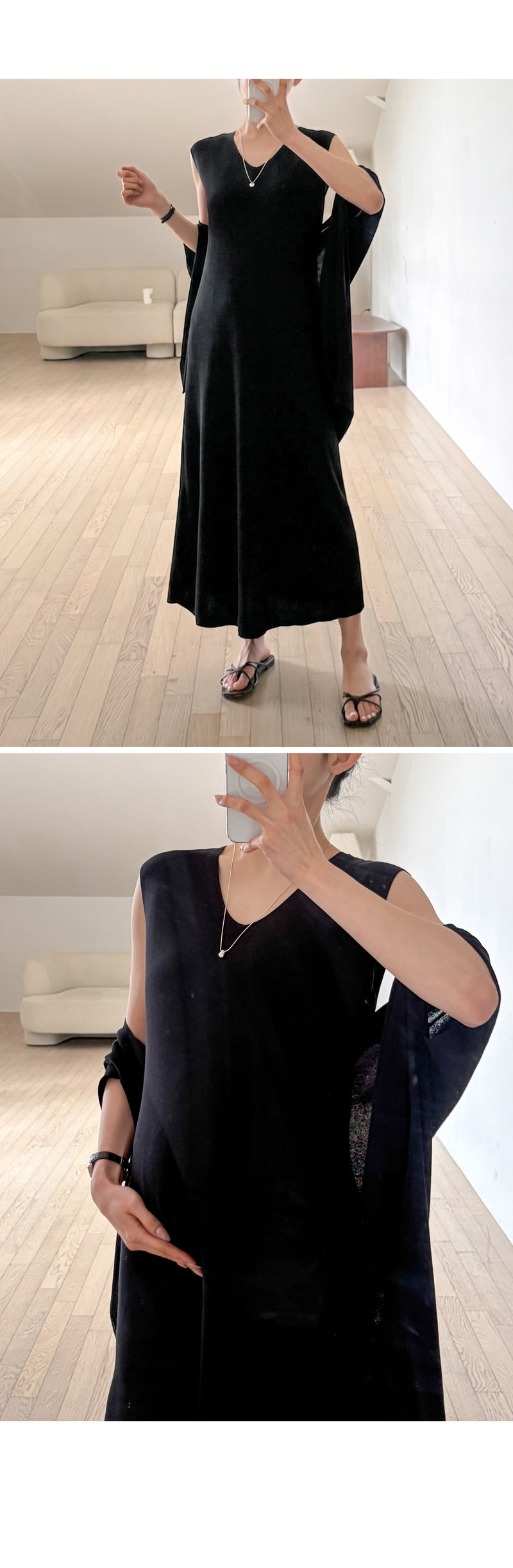 Cooling Knit Shawl Cardigan Dress Two Piece Set