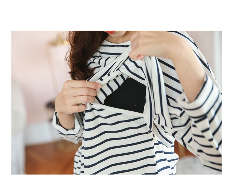 Basic Striped Nursing Top