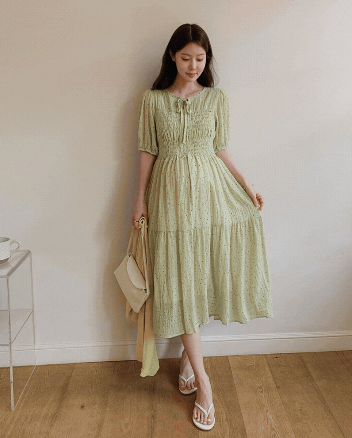 Greenery Smock Maternity Dress