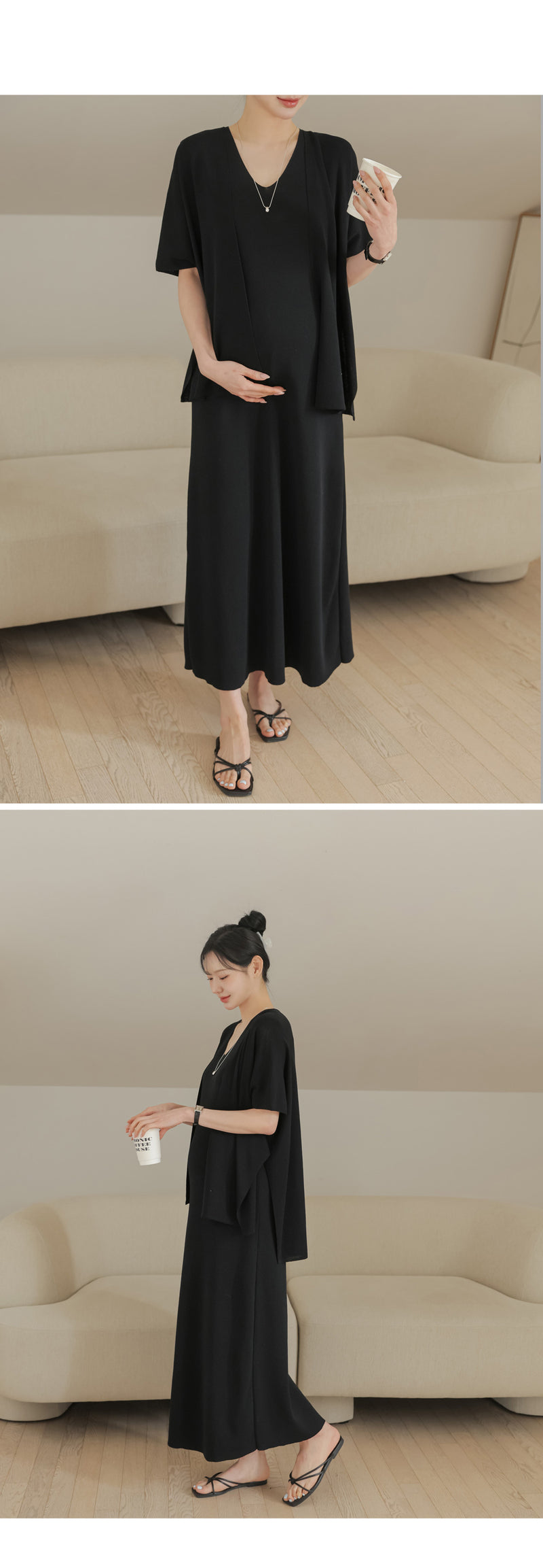 Cooling Knit Shawl Cardigan Dress Two Piece Set