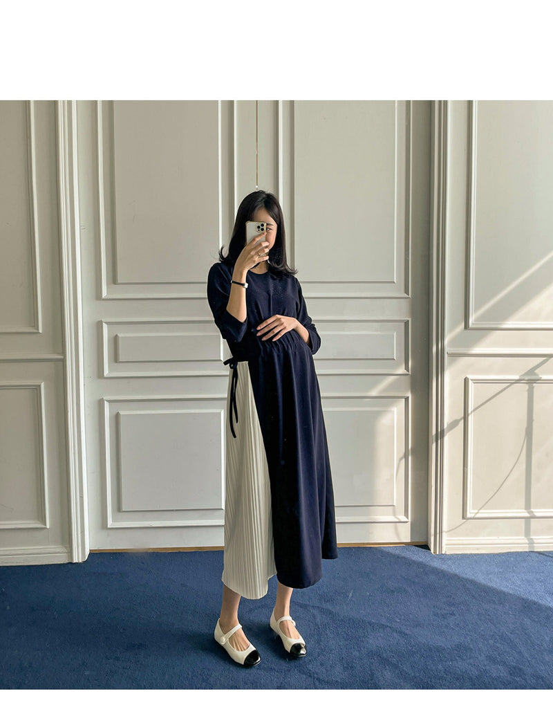 Two-Tone Drawstring Dress