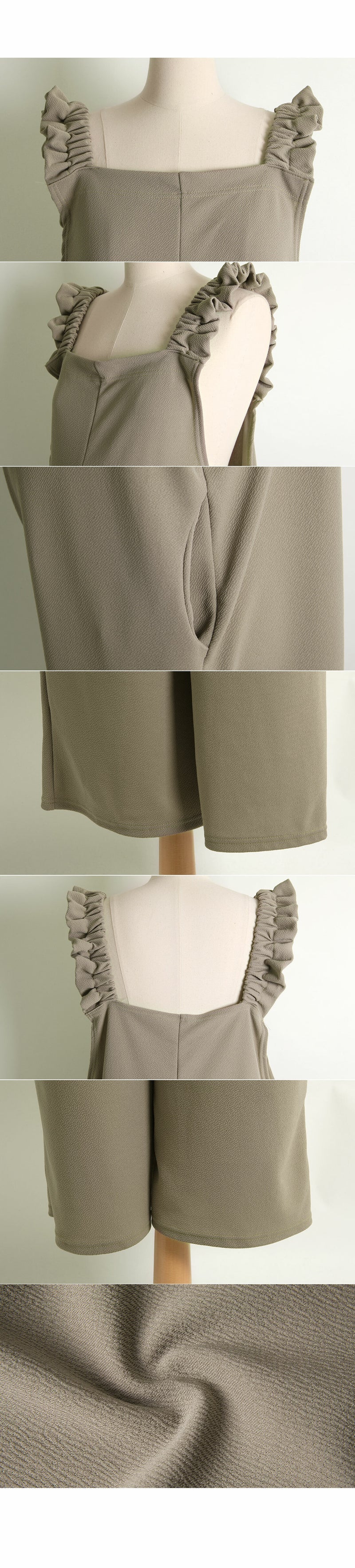 Frilled-Strap Wide-Leg Overall Pants