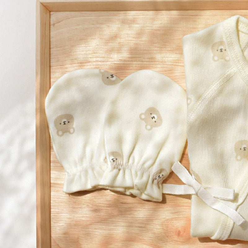 MMBP001 Baby&I Newborn Gift Set-Bear (Bib, Bodysuit, Swaddle Blanket, Mittens,Doll Cover Socks)