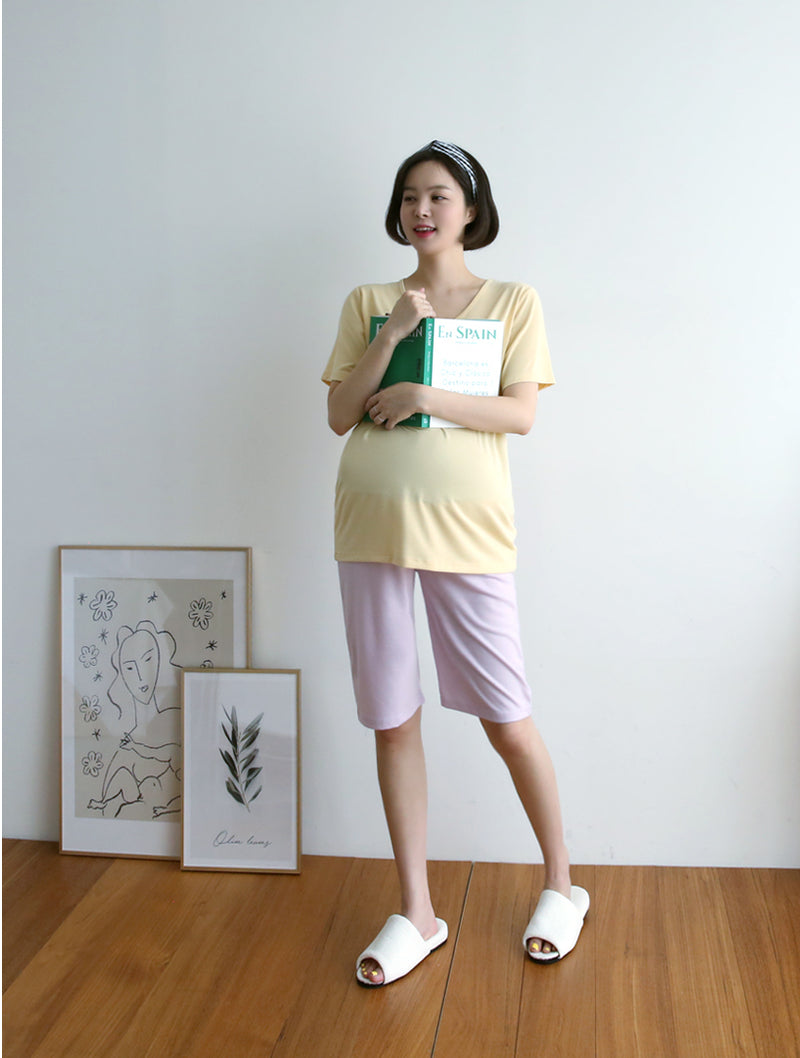 Simple 1/2 Length Over-knee Shorts with Yoga Waistband