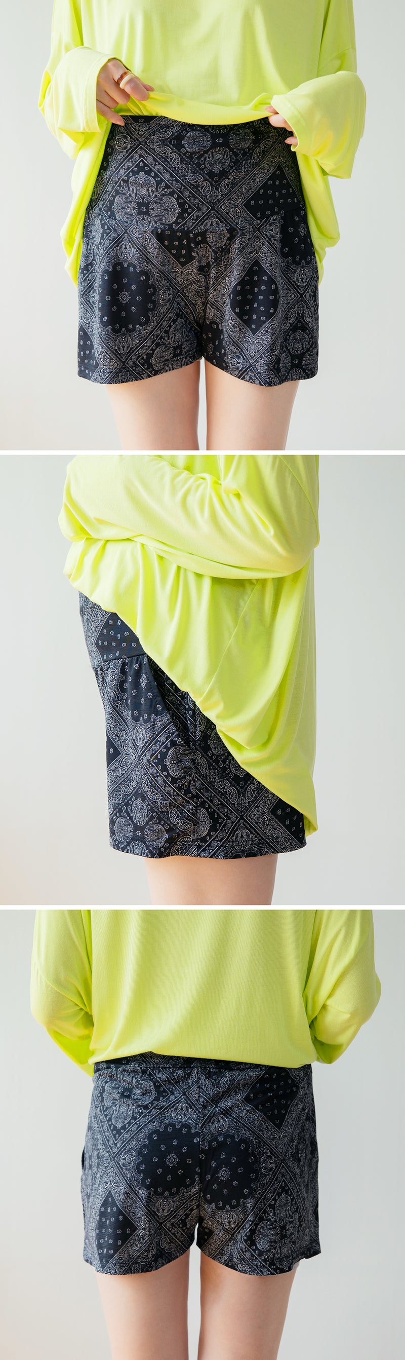 Tribal Print Yoga Waistband Shorts