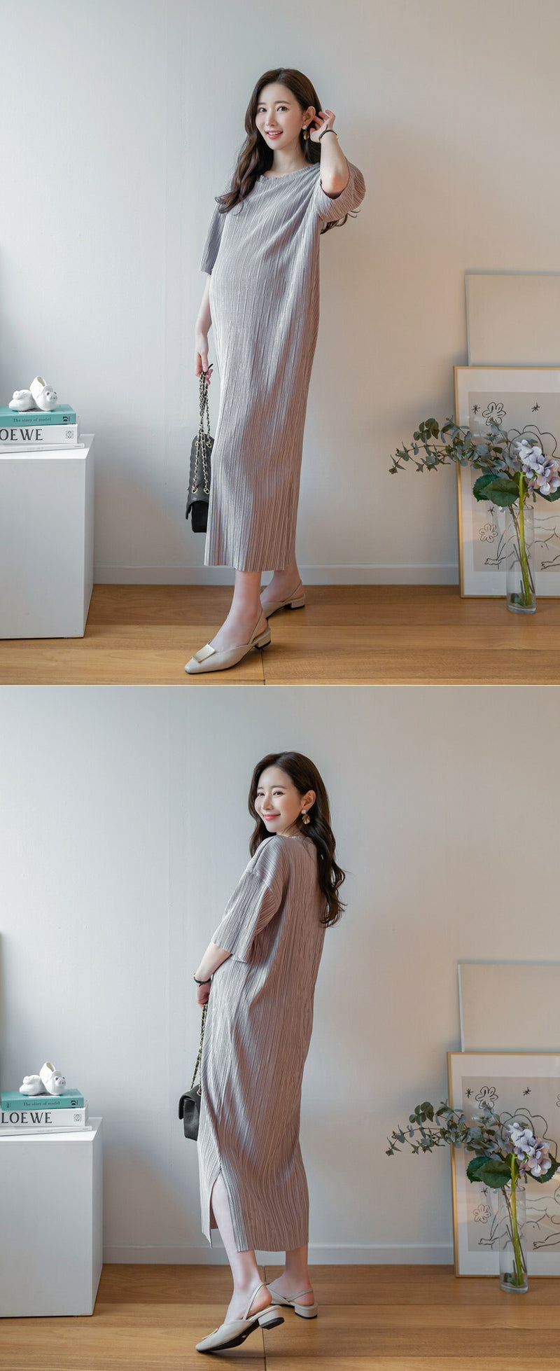 Pleated Midi Dress