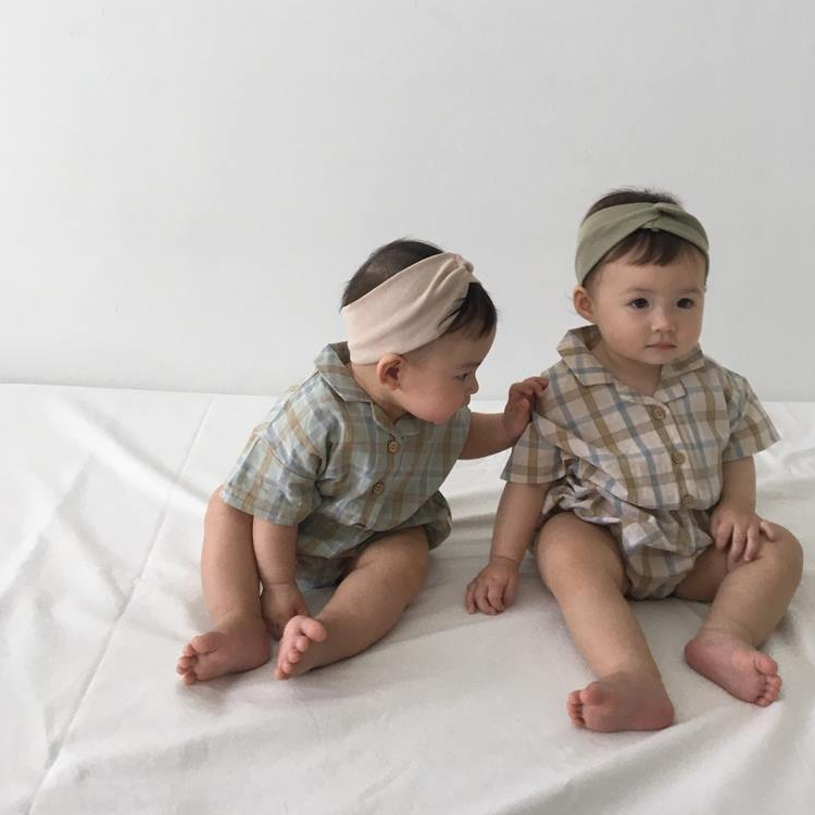 KRXO022 Checked Elastic Waistband Bodysuit (2 Colors)