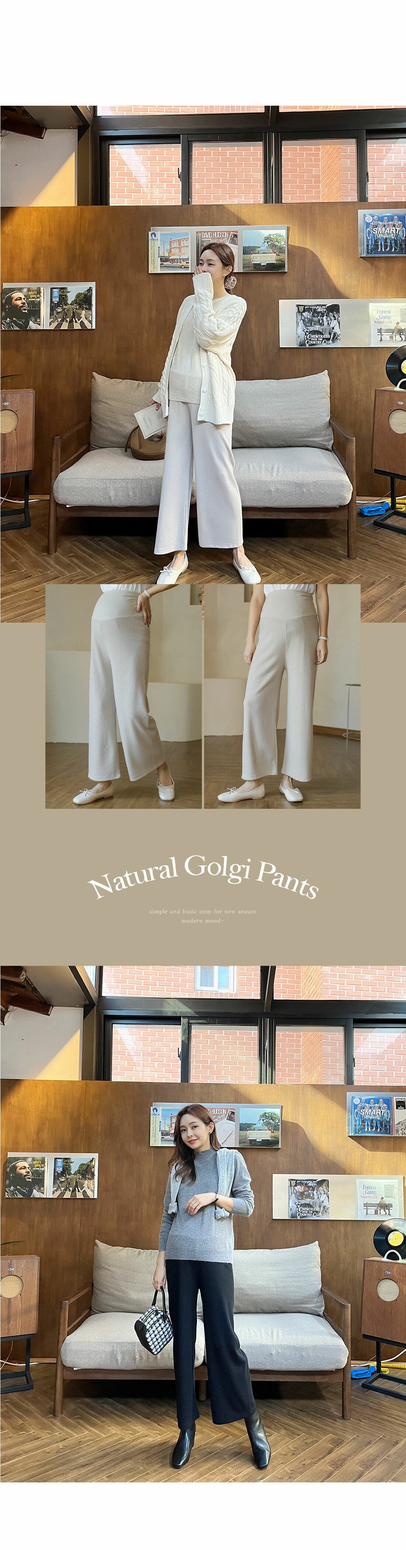 Ribbed Knit Wide-leg Pants