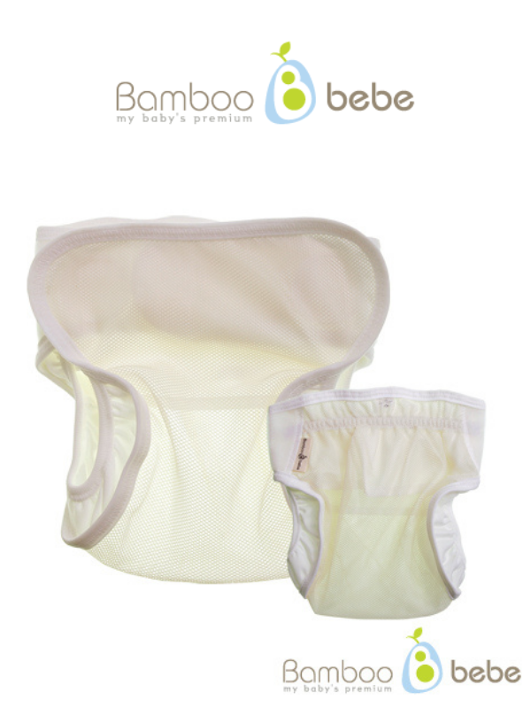 KRBA206 Korea Bamboo Bebe Airy Mesh Diaper Cover (Natural)