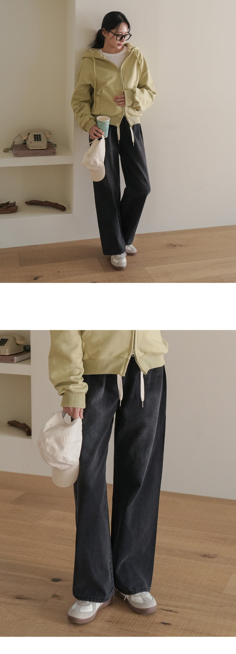 Drawstring Wide-Leg Denim