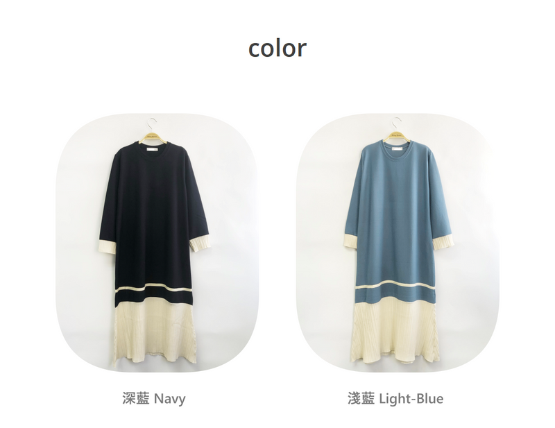 Pleated Two-Toned Midi Dress