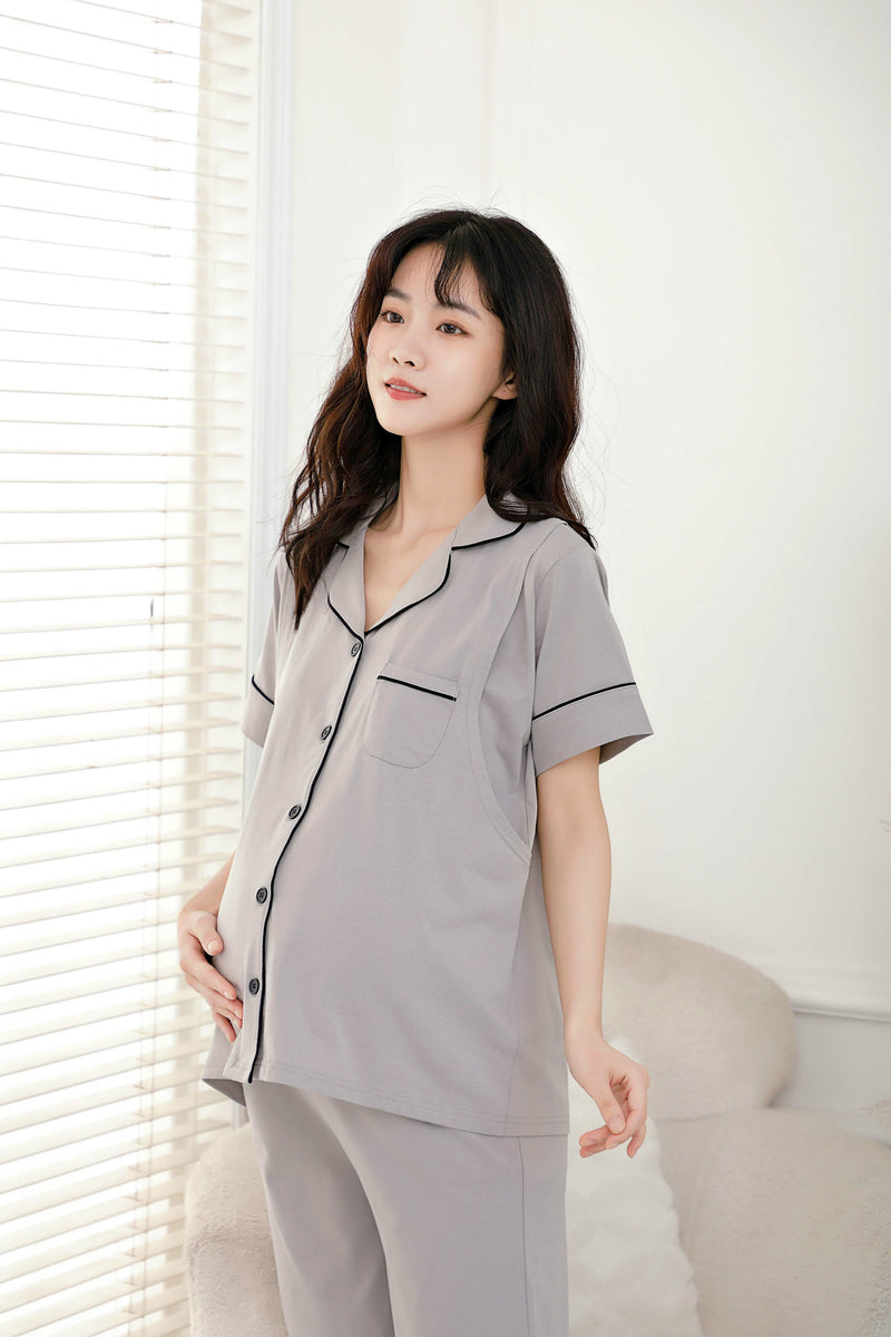 Nursing Pajama Set with Adjustable Waistband
