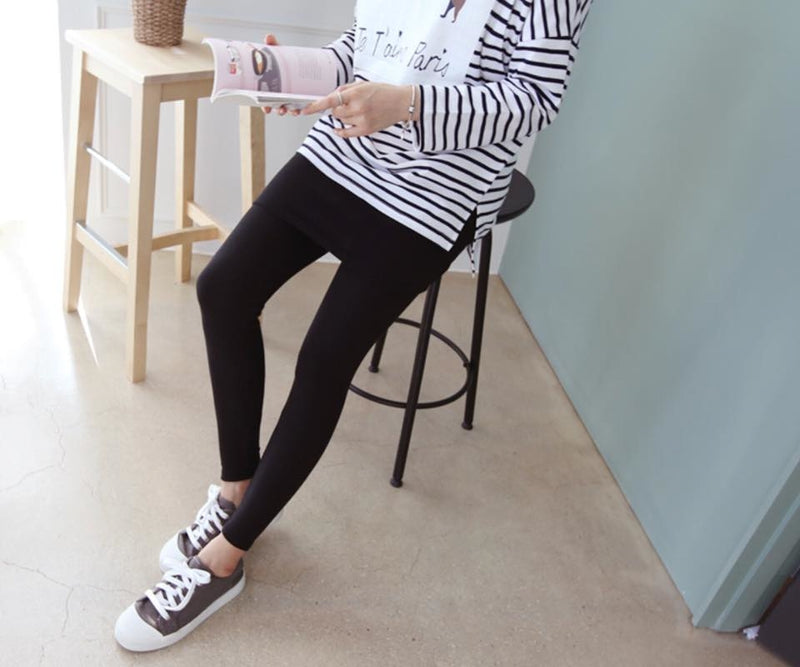 柔軟假兩件短裙托腹Leggings