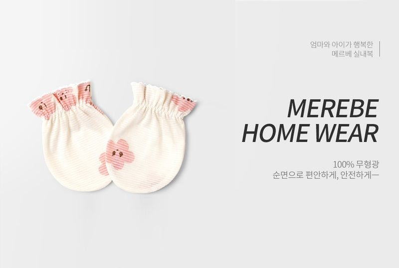 KRMB8W12H 韓國 Merebe 嬰兒手套-粉色小花 (夏)