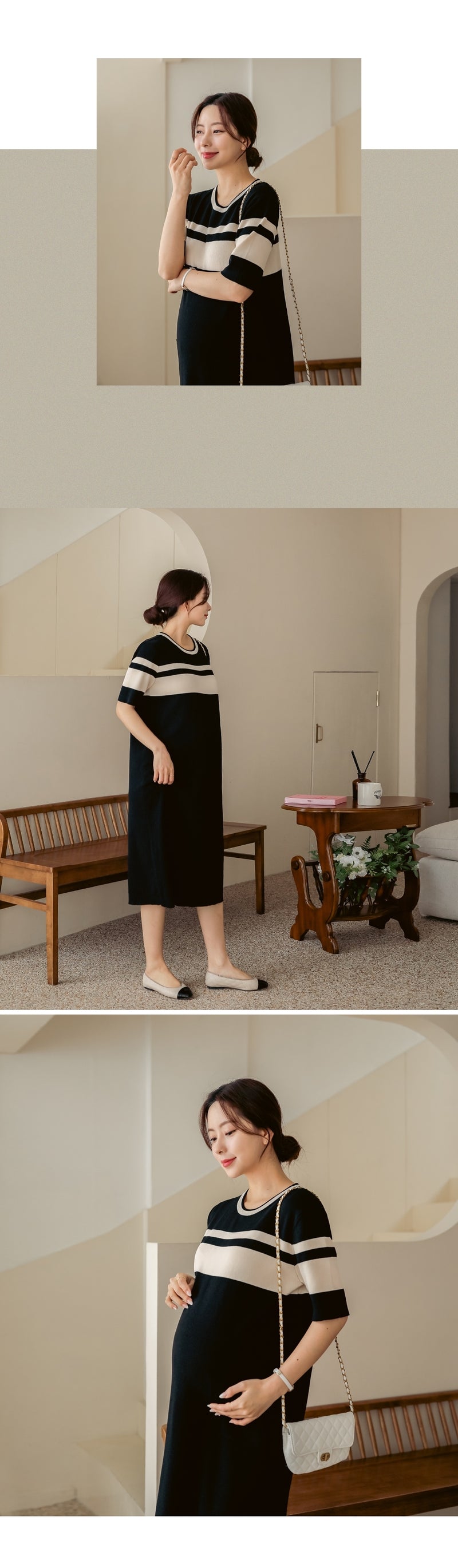 Simple Round Neck Pocket Dress