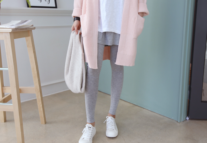柔軟傘形假兩件短裙托腹Leggings