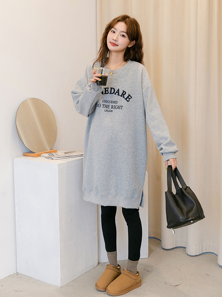 Brushed Graphic Print Long Sweatshirt