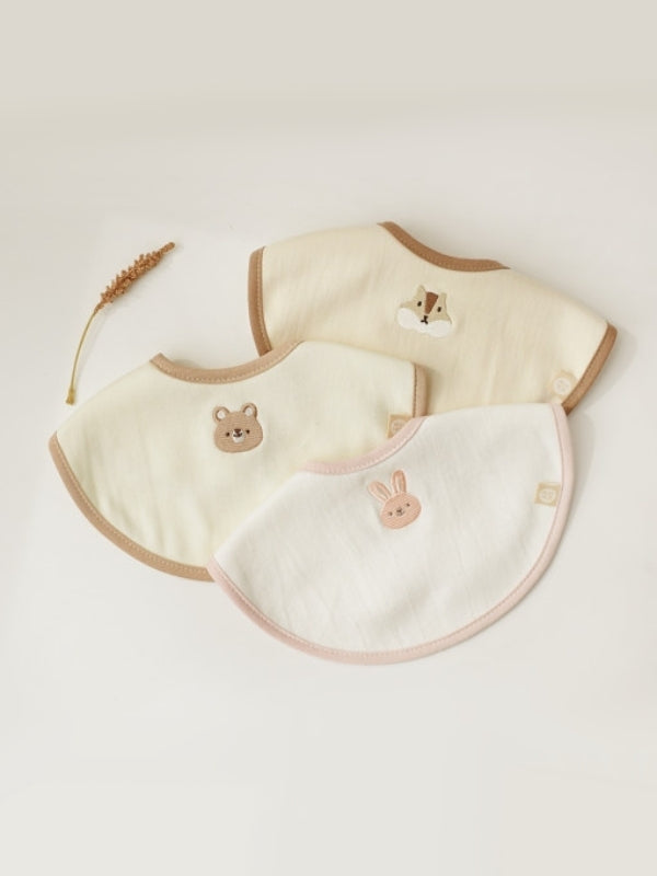 KRDY172 Korea Baby&I 4 Seasons Embroidery Cotton Bib (3 Patterns)
