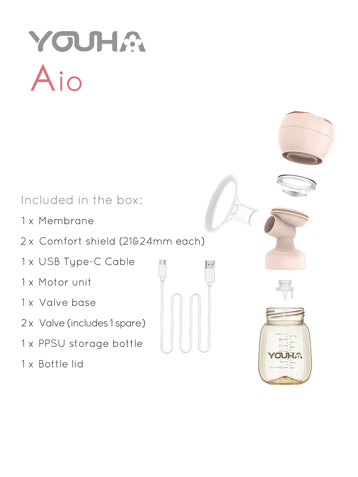 YOH219 Youha Aio Electric Breast Pump & Lactation Massager