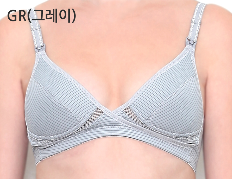 KRMD402 Korea Mom's day Breathable Stripe Bra (2 Colors)[Maternity/Nursing Bra]
